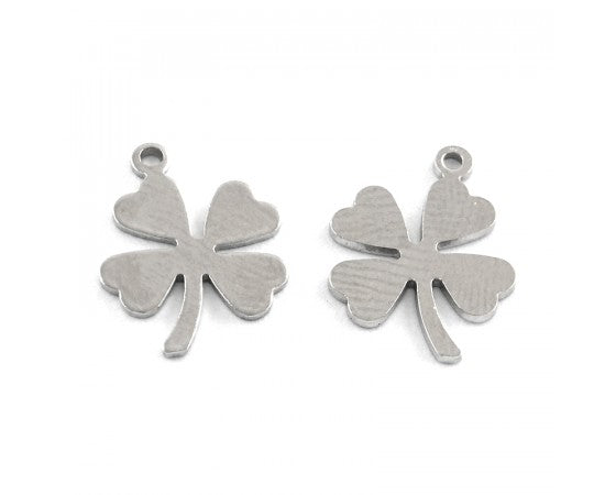 Charms - Clover - 11mm - 10 pieces - Stainless Steel