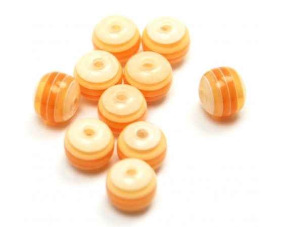 Acrylic - Round - Striped - 8mm - 40 pieces