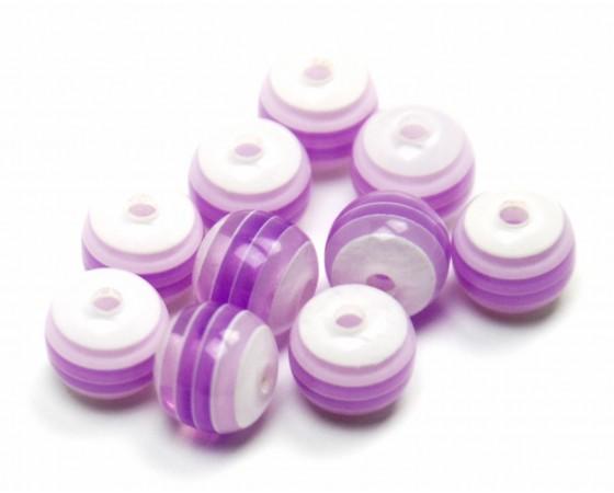 Acrylic - Round - Striped - 6mm - 50 pieces