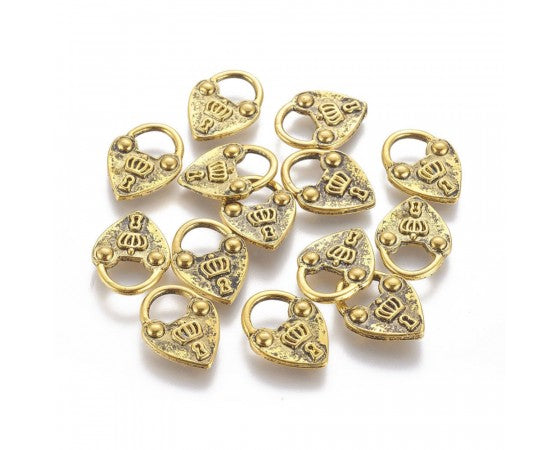 Charms - Locks - 19mm x 14mm - 10 pieces - Antique Gold