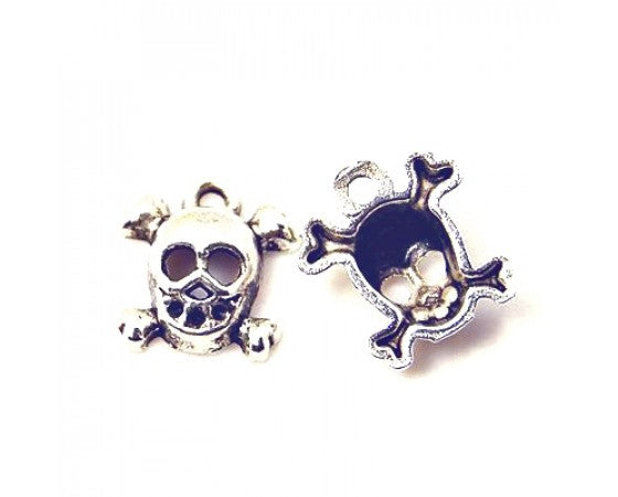 Charms - Skulls - 19mm x 12mm - 10 pieces - Antique Silver