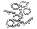 Clasp - Toggle - Wire Wrapped - 19.5mm x 16mm - 5 sets - Antique Silver