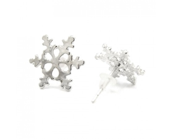 Ear Post and Backing - Snowflake - 13mm